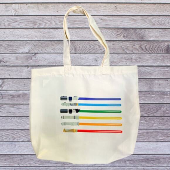 Pride Rainbow Light Saber Tote Bag, Reusable Bag, Shopping Bag - Picture 1 of 2